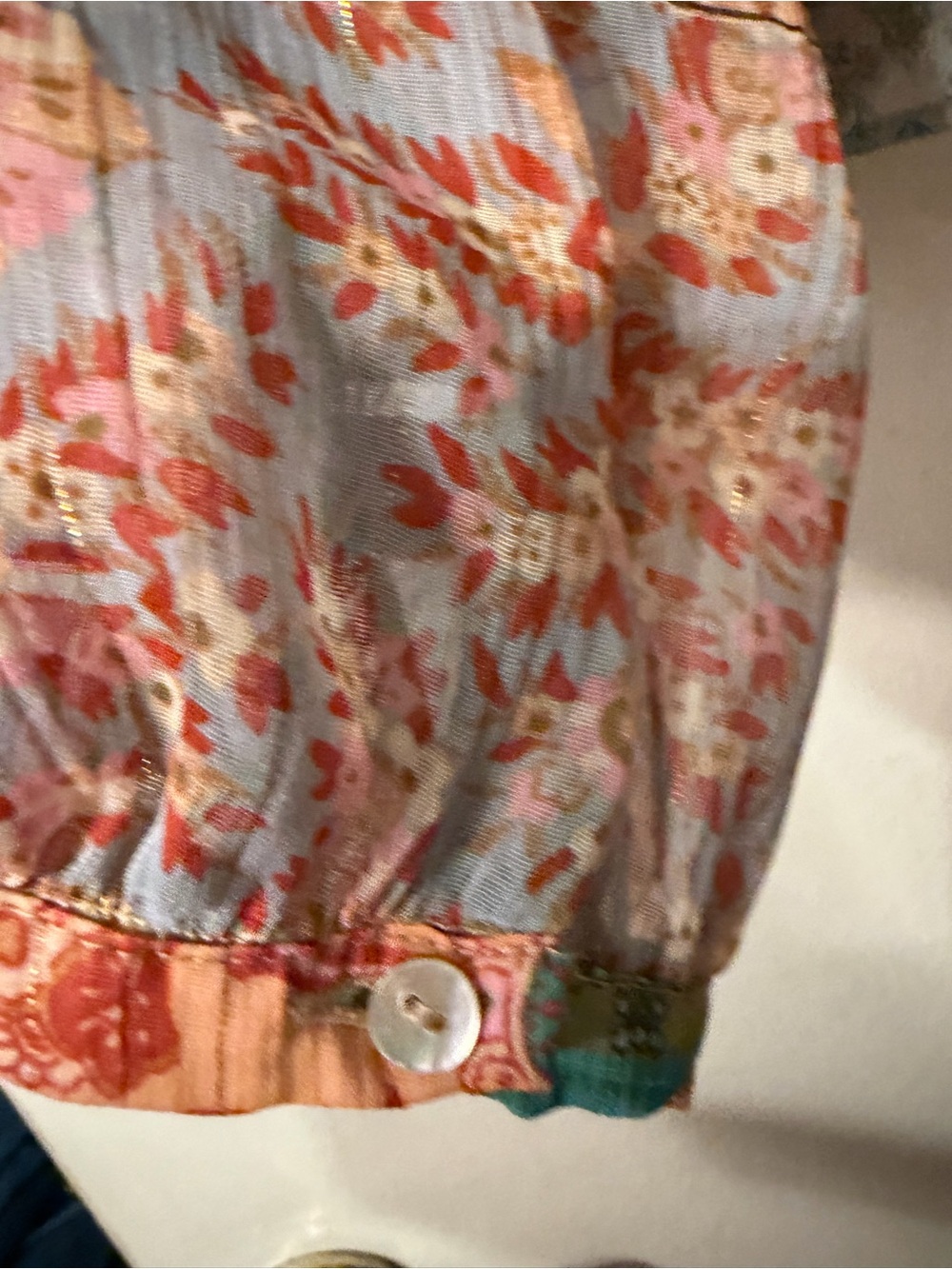 ZARA Sheer Patchwork Women’s Multicolor Shimmer Boho Blouse Sz L - Picture 4 of 11